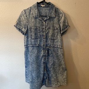 En Crème faux denim tie waist dress size small